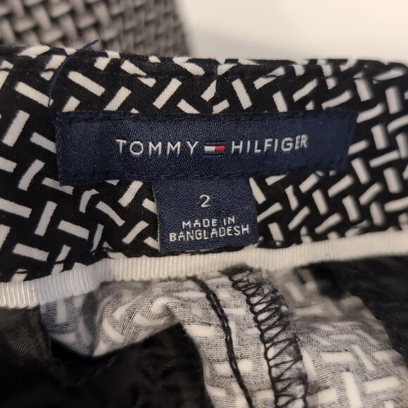 Tommy Hilfiger Harper Slim Crop Pants Geometric Print Capri Trousers Size 2 - Picture 11 of 14
